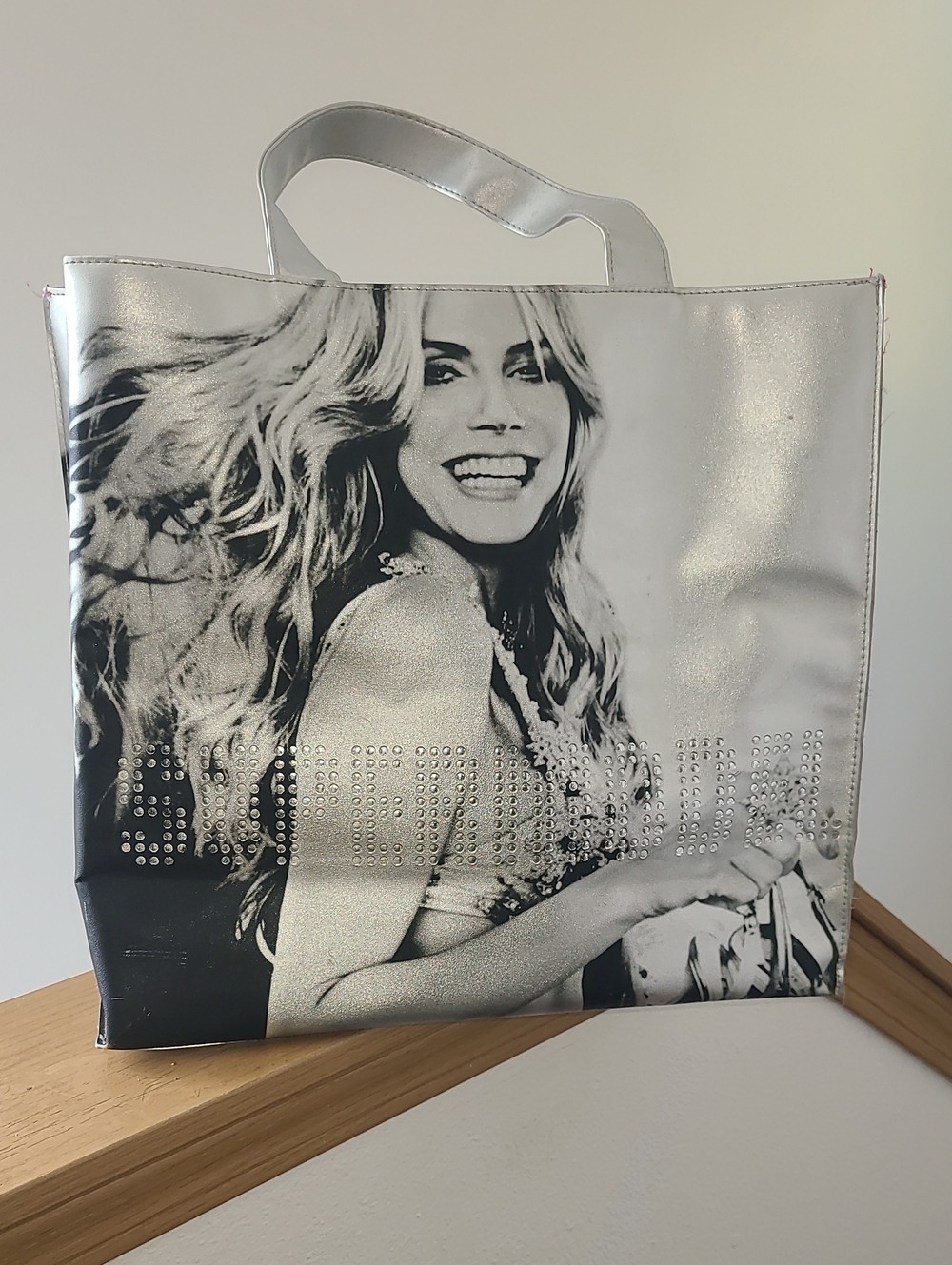 Victoria's Secret Silver Metallic Photo-Graphic Tote
